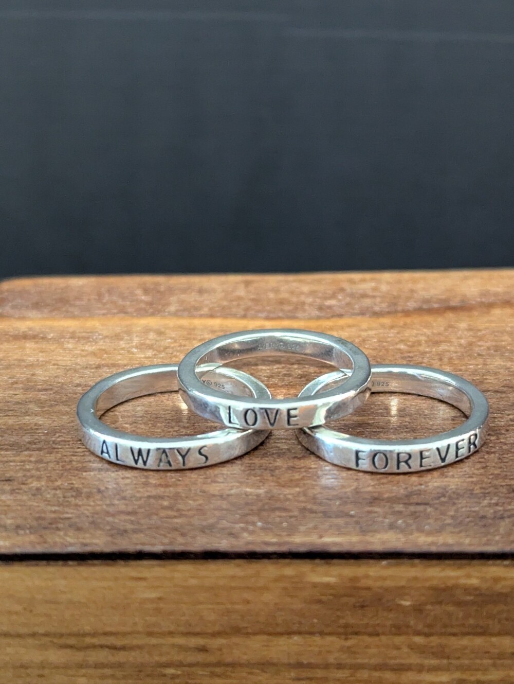 James Avery Retired Love Always Forever Ring Trio 6 Sterling Silver